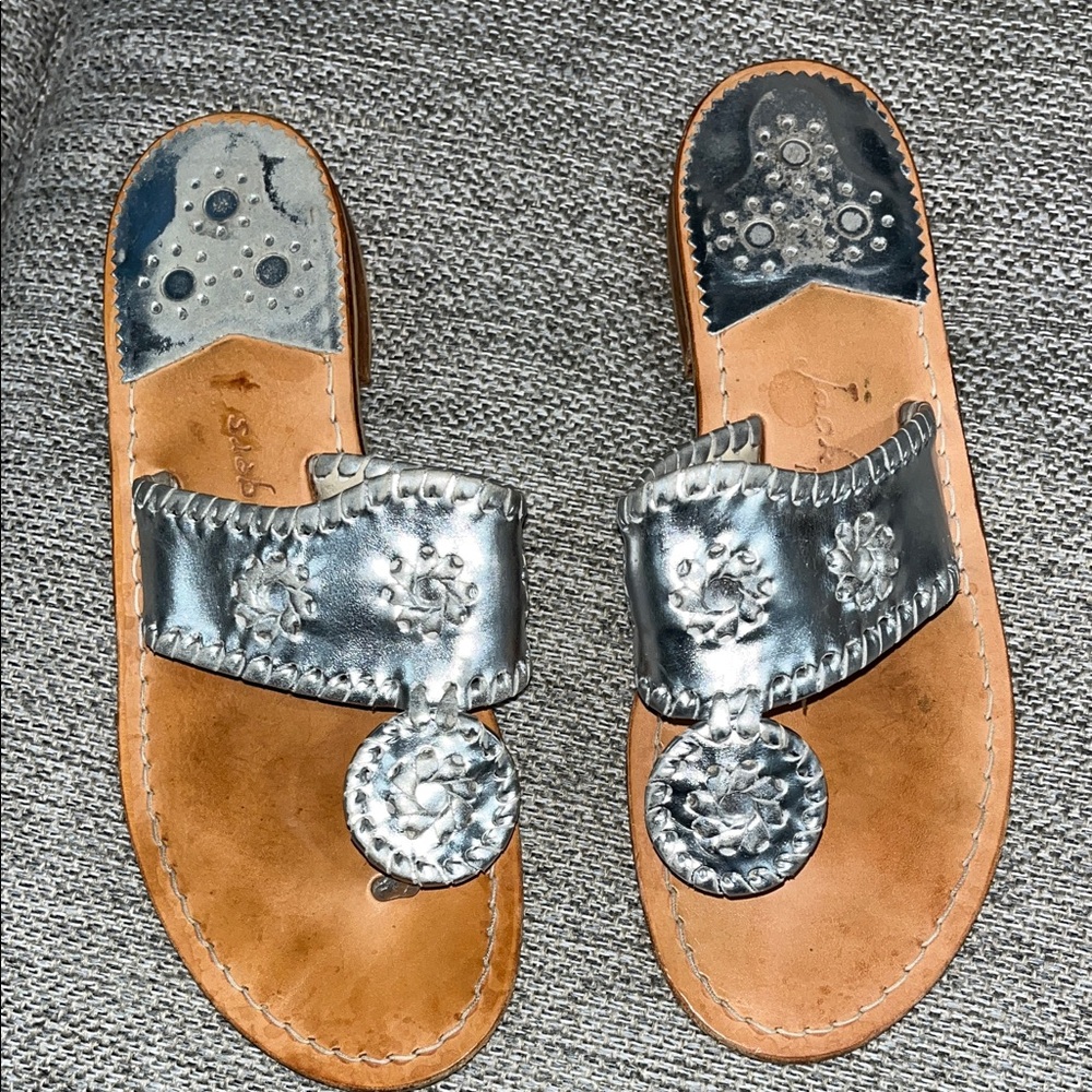 Jack Rogers Metallic Silver Sandals